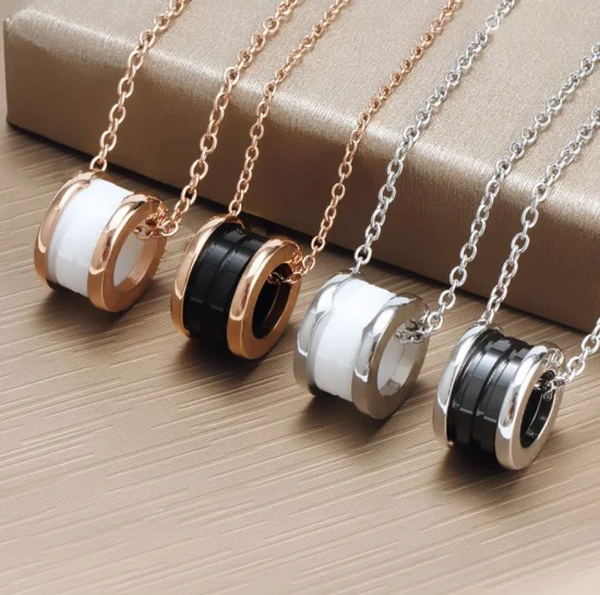 Klassisches Design, schöne Spiral-Keramik-Anhänger-Halskette für Damen, Titanstahl, Top-Qualität, römische Ziffern-Halskette, Schmuck