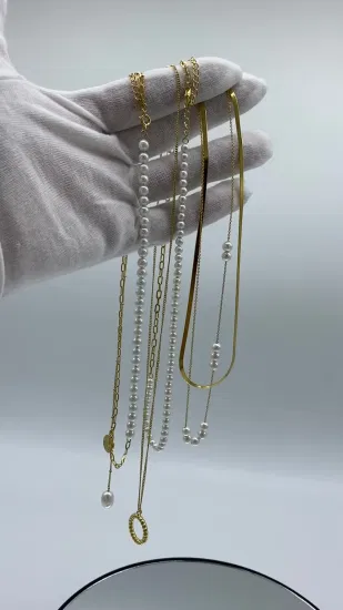 Europäische Barockperle, 18 Karat vergoldet, klobige Kette, mehrlagige Halskette, Goldkönigin-Münzenperlen-Kreuz-Anhänger-Halskette