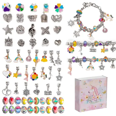 Perlen, Einhorn-/Meerjungfrau-Bastelgeschenke-Set, Schmuckset, Armband-Herstellungsset für Mädchen und Teenager im Alter von 8 Jahren