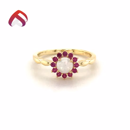 Mode Ins Einfache Minimalistische Design Verlobung Opal Sterling Silber 925 Großhandel Schmuck Hochzeit Paar Set Schmuck Ring