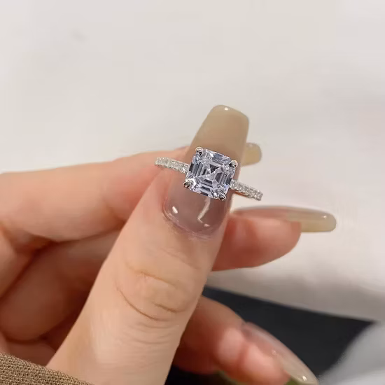 S925 Sterling Silber Diamant 8A CZ Kubikzircon Verlobungsring Silber